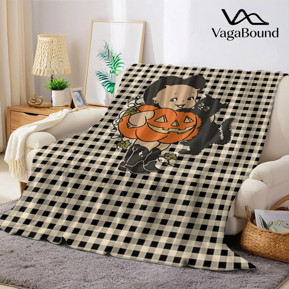 Neon Green Cat Pumpkin Flannel Fleece Throw Blanket for Couch Sofa Lightweight Cozy Plush Blanket for Travel Office Nap - view 6