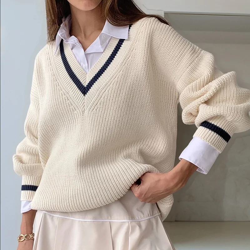 

Женские свитера с V-образным вырезом и длинным рукавом, легкие вязаные пуловеры, топы