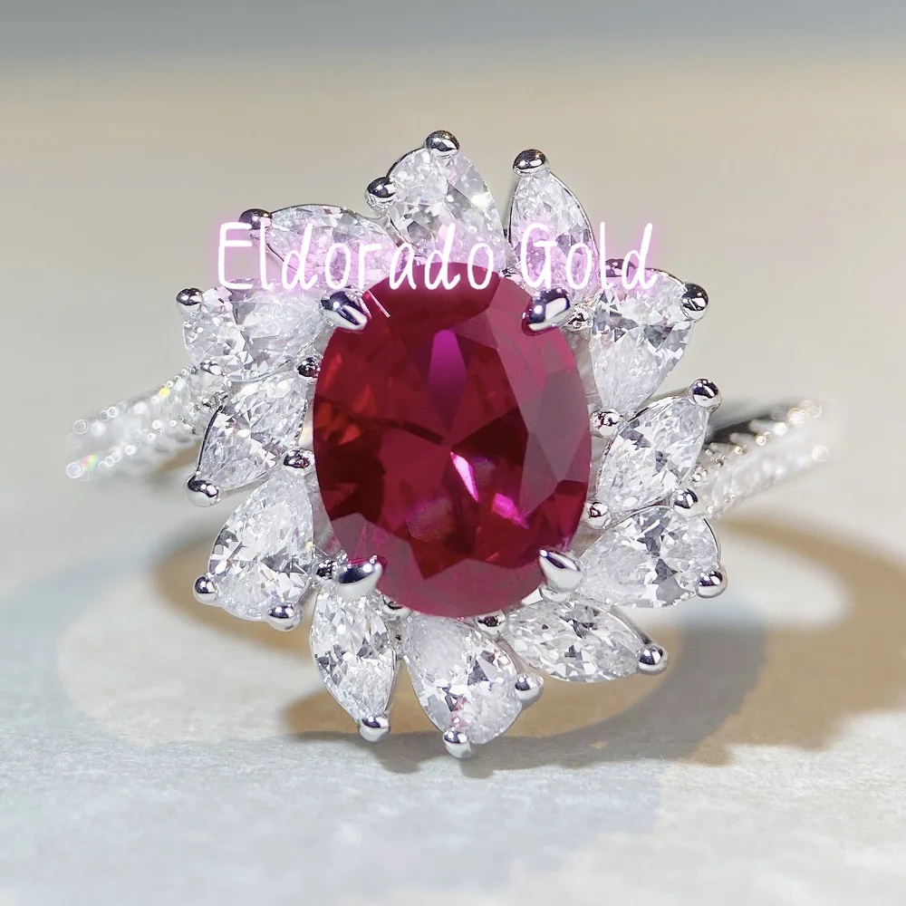 

Eldorado Gold Luxury Solid Platinum PT950 Pigeon Red Diamond Ring Women's Ruby Pigeon Egg Moissanite Diamond Ring