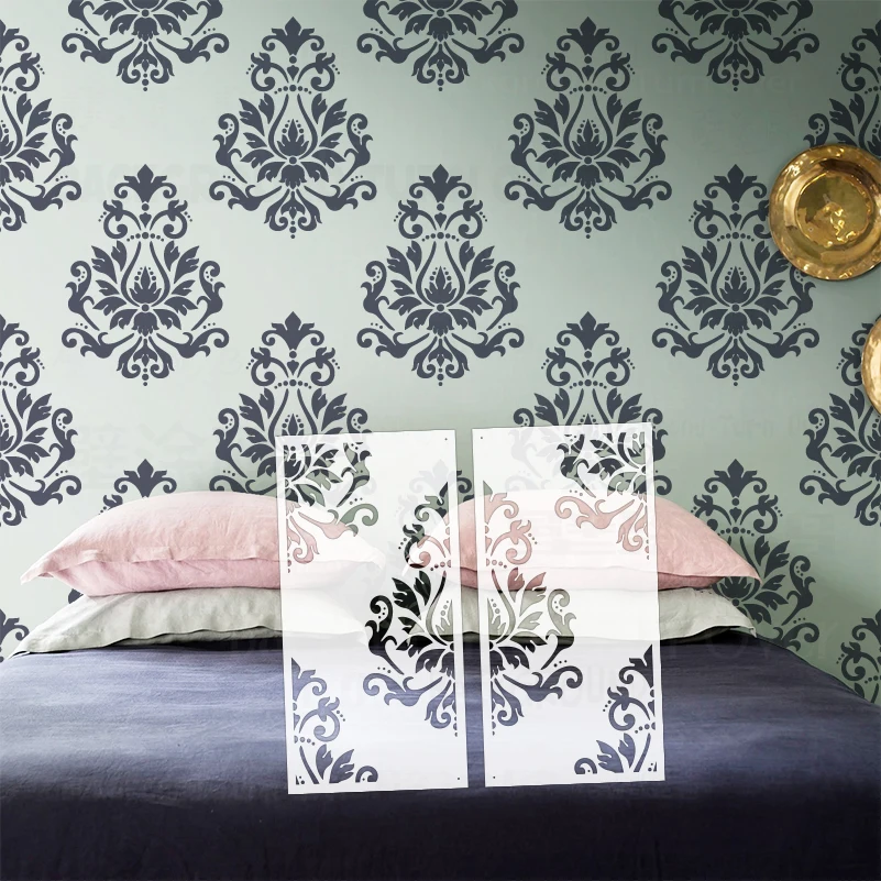 40cm - 80cm Stencil Decor For Painting Decorative Plaster Template To Paint Furniture Makers Drawing Damask Vintage Retro S417