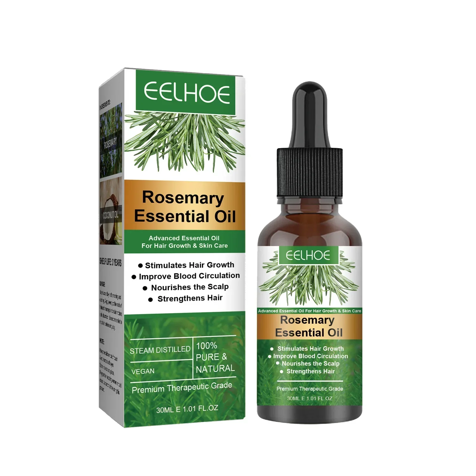 

30ml Eelhoe Rosemary Hair Care Essential Oil Nourish Hair Root, Strengthen Hairs, Improve Dry Hair, Manic and Smooth Hairs Care