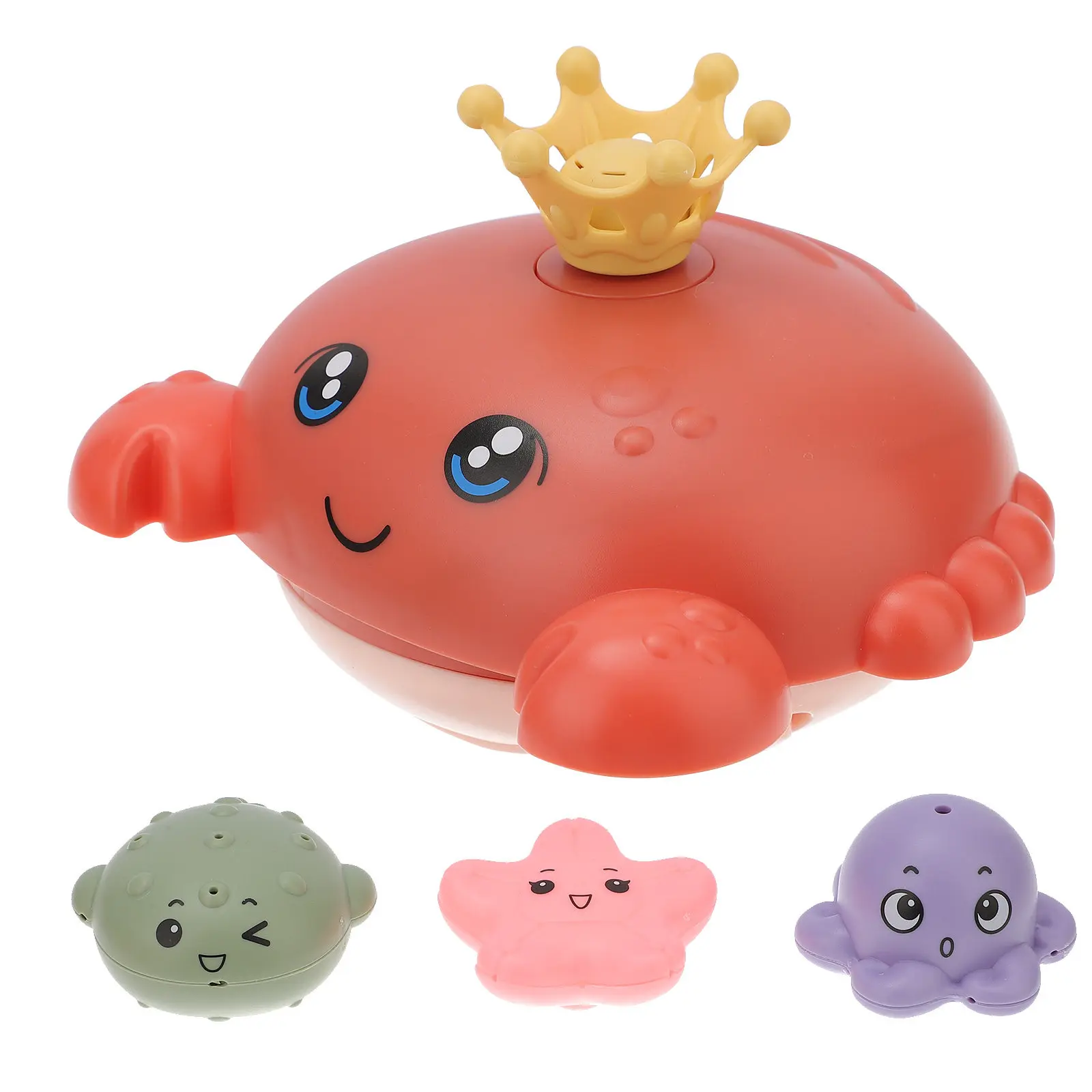 

1Set Induction Water Spray Ball Electric Baby Bath Cartoon Crab Water Spray Plaything Safe Bright Colors Kids Bathtub