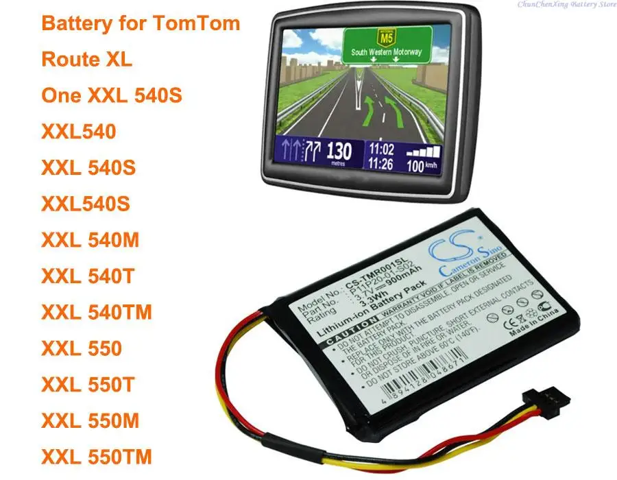 OrangeYu 900mAh Battery P11P20-01-S02 for TomTom XXL 540S, Route XL, 540M, 540T, 540TM, 550,550M,550T,550TM, XXL540, XXL540S