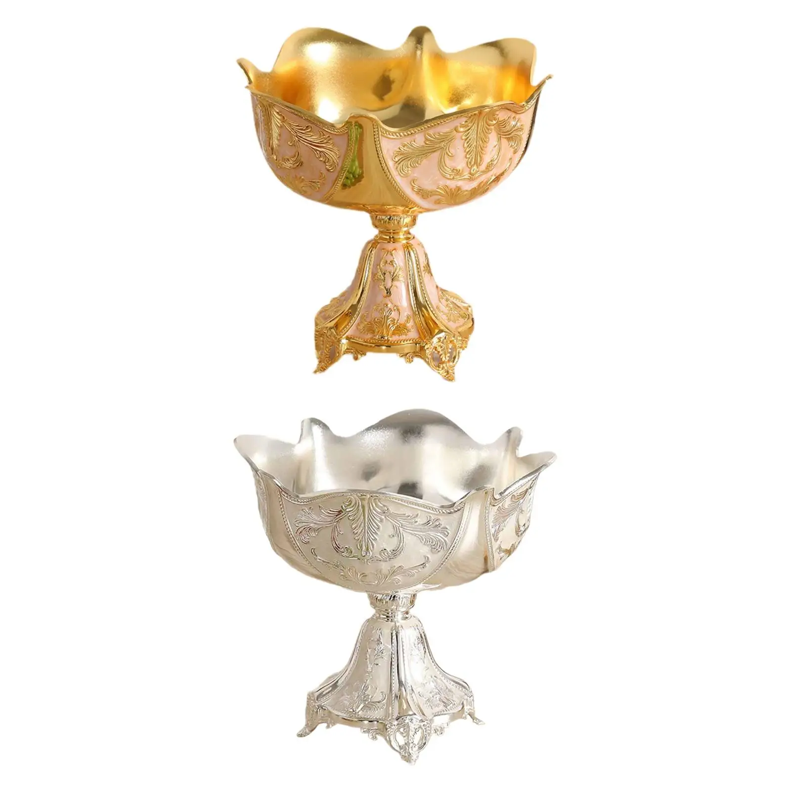 

Wedding Centerpiece Fruit Plate Zinc Alloy Metal Round Fruit Bowl for Indoor Outdoor Birthday Event Table Decoration Home Decor