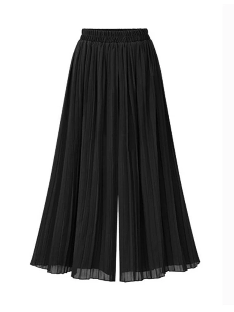 Autumn Korean Loose Wide-legged Pants Pleated Nine-minute Pants High-waisted Chiffon Casual Trousers Streetwear Women's Pants