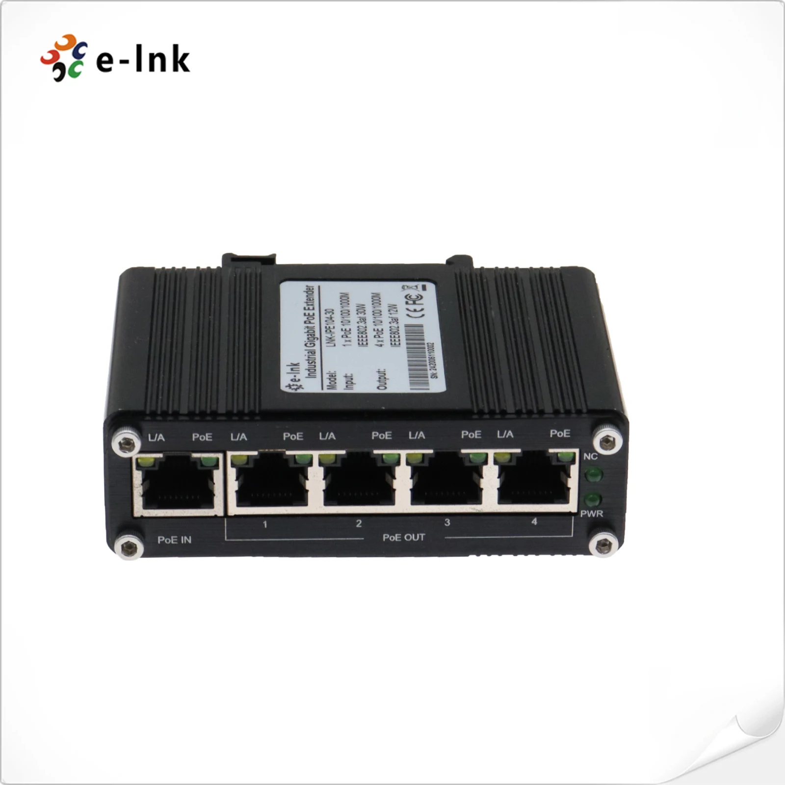 Industrial Gigabit PoE Extender with 50~57V DC Input Power 30W  DIN-Rail and Wall Mount for CCTV