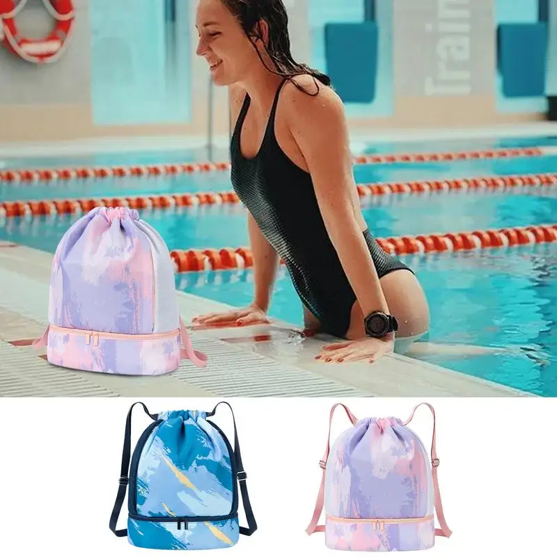 

Swim Equipment Bag Drawstring Backpack For Workout Multifunctional Drawstring Bag With Dry Wet Separation For Vacation Swimming