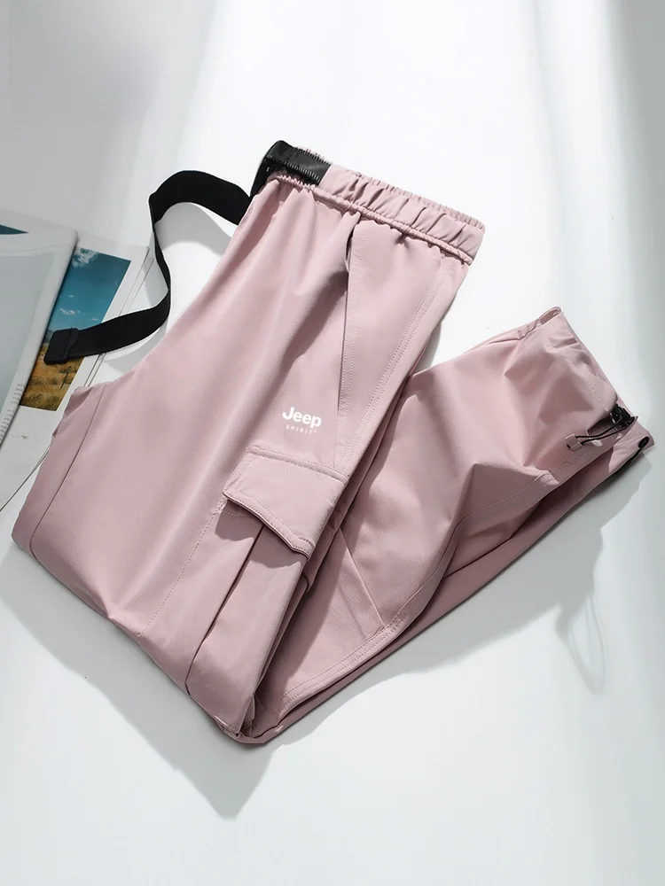 Pantalon de randonnée Qui Dry pour femmes, décontracté, coupe-vent, imperméable, vêtements de travail, coupe ample, taille l, Long, printemps automne