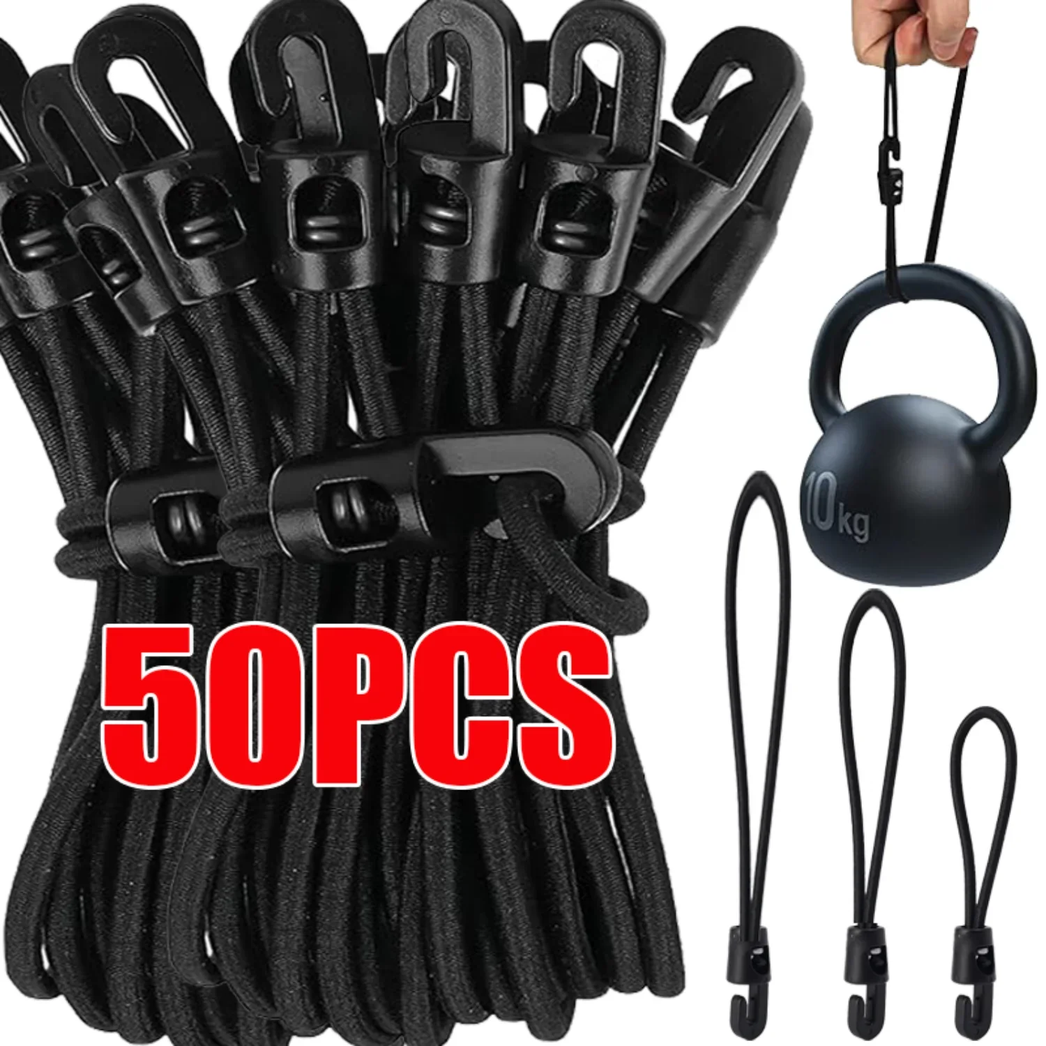 5-50PCS Elastic Bungee Ropes With Hook Bungee Cords For Camping Luggage Bikes Cars High Elasticity Fixed Cord Ties