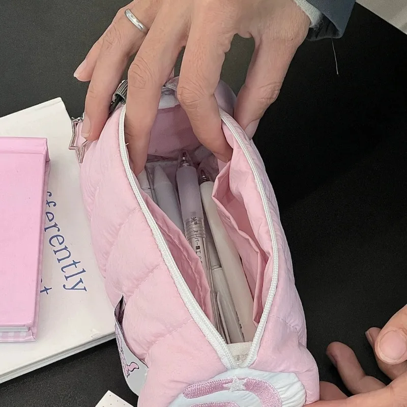 Rosa Handtuchrolle Federmäppchen Kawaii Soft Pen Aufbewahrungstasche Kosmetiktasche Cartoon Große Kapazität Student Schreibwaren Schulbedarf