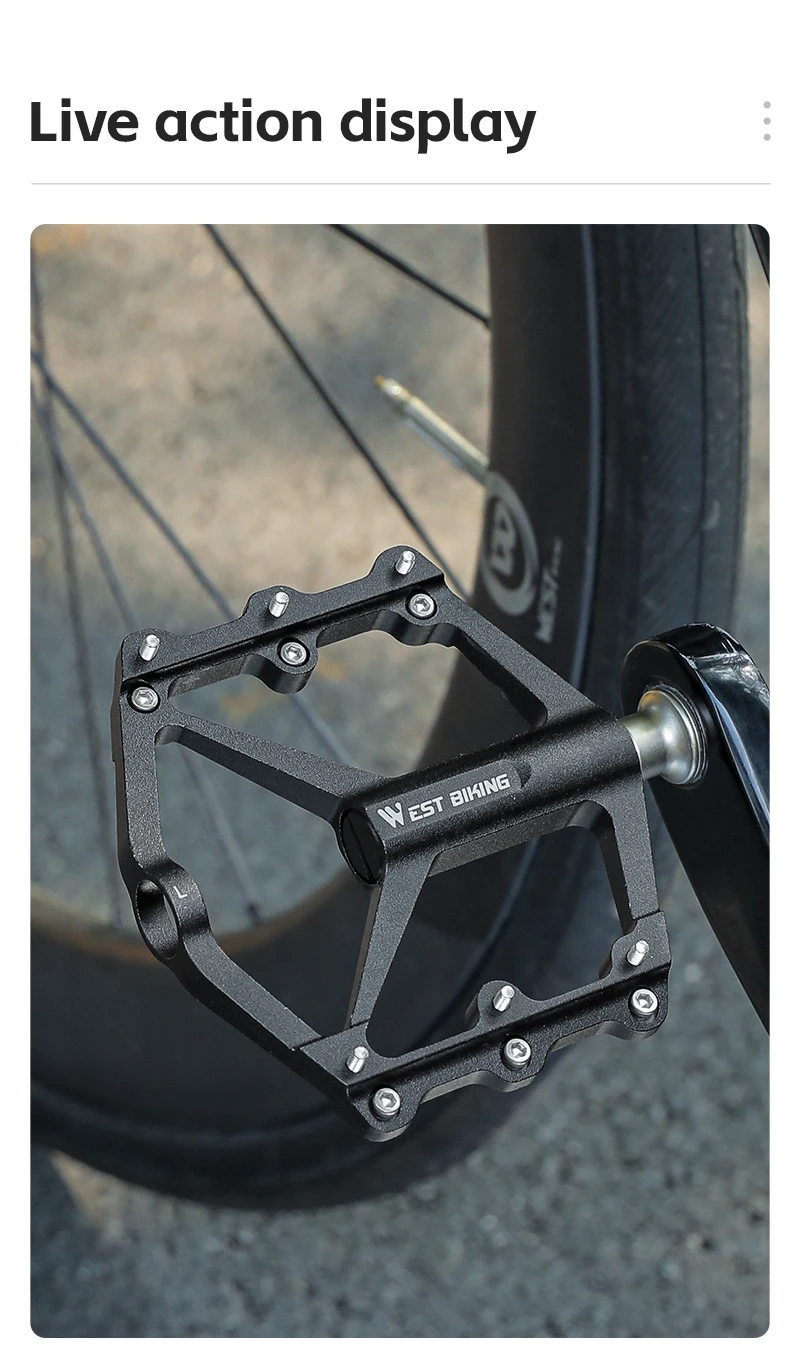 WEST BIKING Ultraleichtes Fahrradpedal 3 Lager Aluminiumlegierung Breites Fahrradpedal Rutschfestes MTB Rennrad-Pedal Fahrradzubehör – Detail 13
