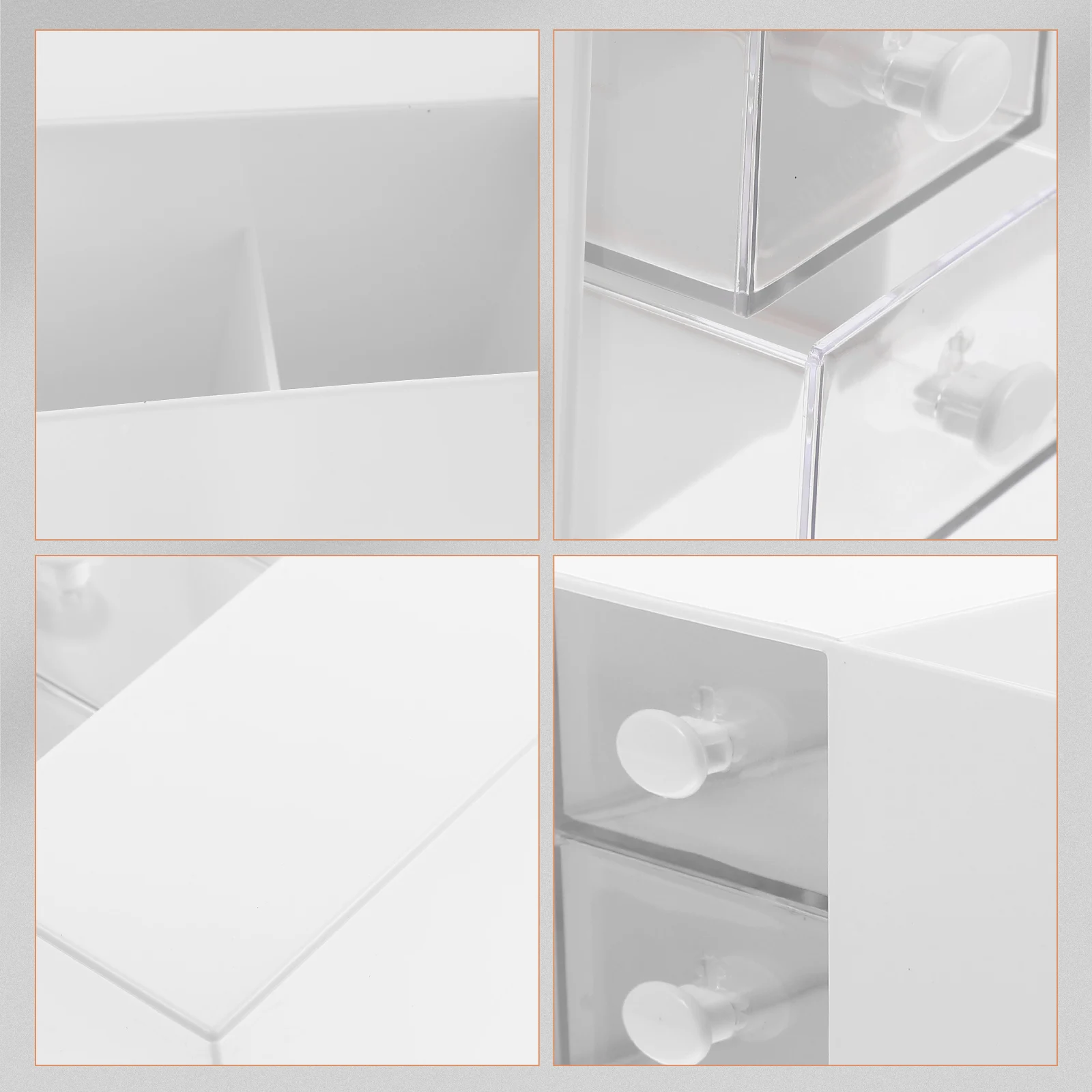

Makeup Storage Box White ABS Drawer Style ganizer Case Cosmetics Desk Stationery Pen Holder Efficient Useful Home