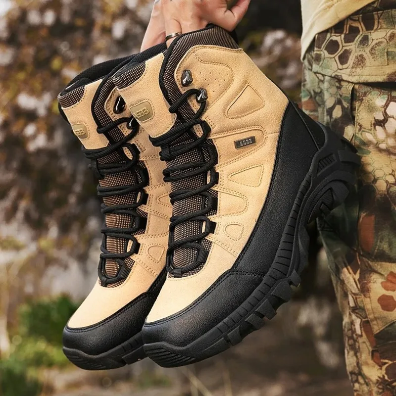 

Мужские охотничьи тактические ботинки, уличные водонепроницаемые противоскользящие ботинки, мужская военная походная обувь, альпинистская обувь с высоким берцем и толстой подошвой