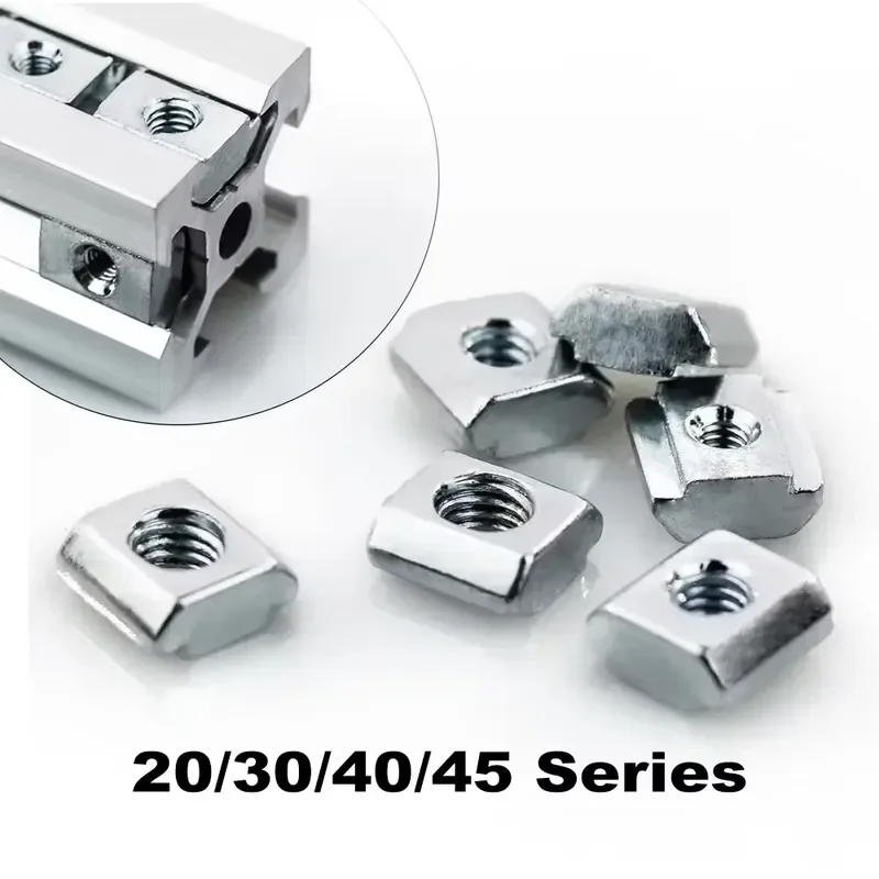 10Pcs T Block Square Nuts M3 M4 M5 M6 M8 M10 T-Track Sliding Hammer T Nut Fastener for Aluminum Profile 2020 3030 4040 4545