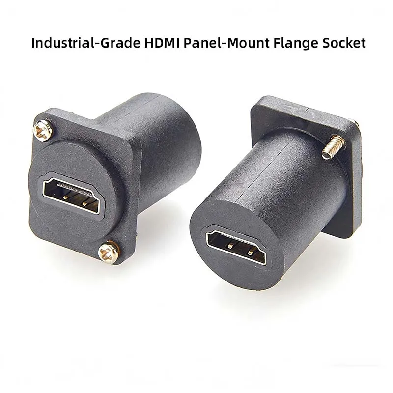 D-Series HDMI Female to Female Panel Mount Adapter, 19-Pin HDMI 1.4 Feedthrough Chassis Connector, Black