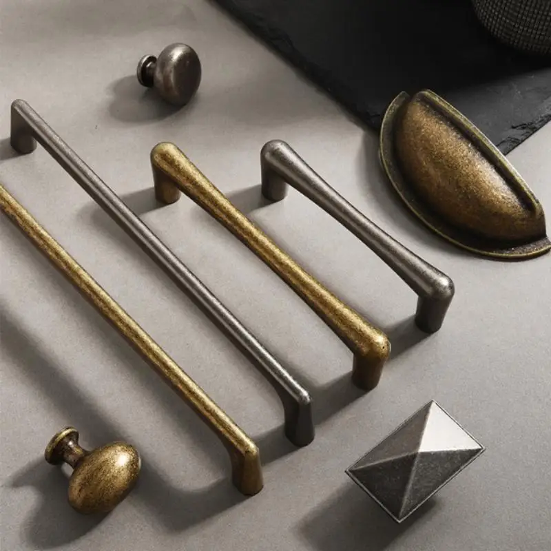 Furniture Handles Minimalist Vintage Antique Nickel Copper Brown Pulls for Home Renovation Kitchen Cabinet Drawer Wardrobe