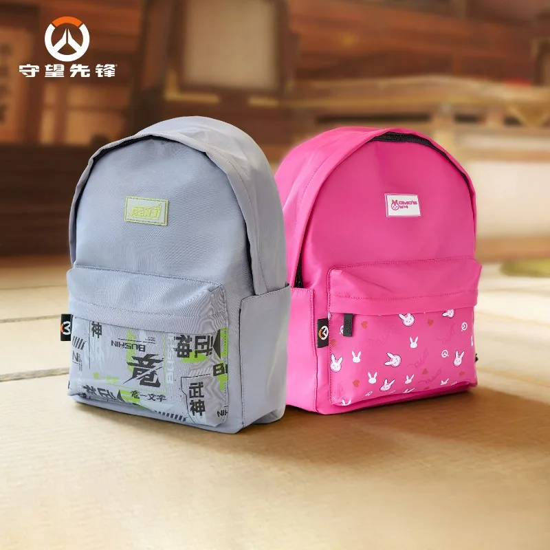[Official]Game Overwatch D.VA Genji Backpack Pink Casual Comfortable Schoolbag Large capacity Outdoor Travel Bag Cosplay Gifts