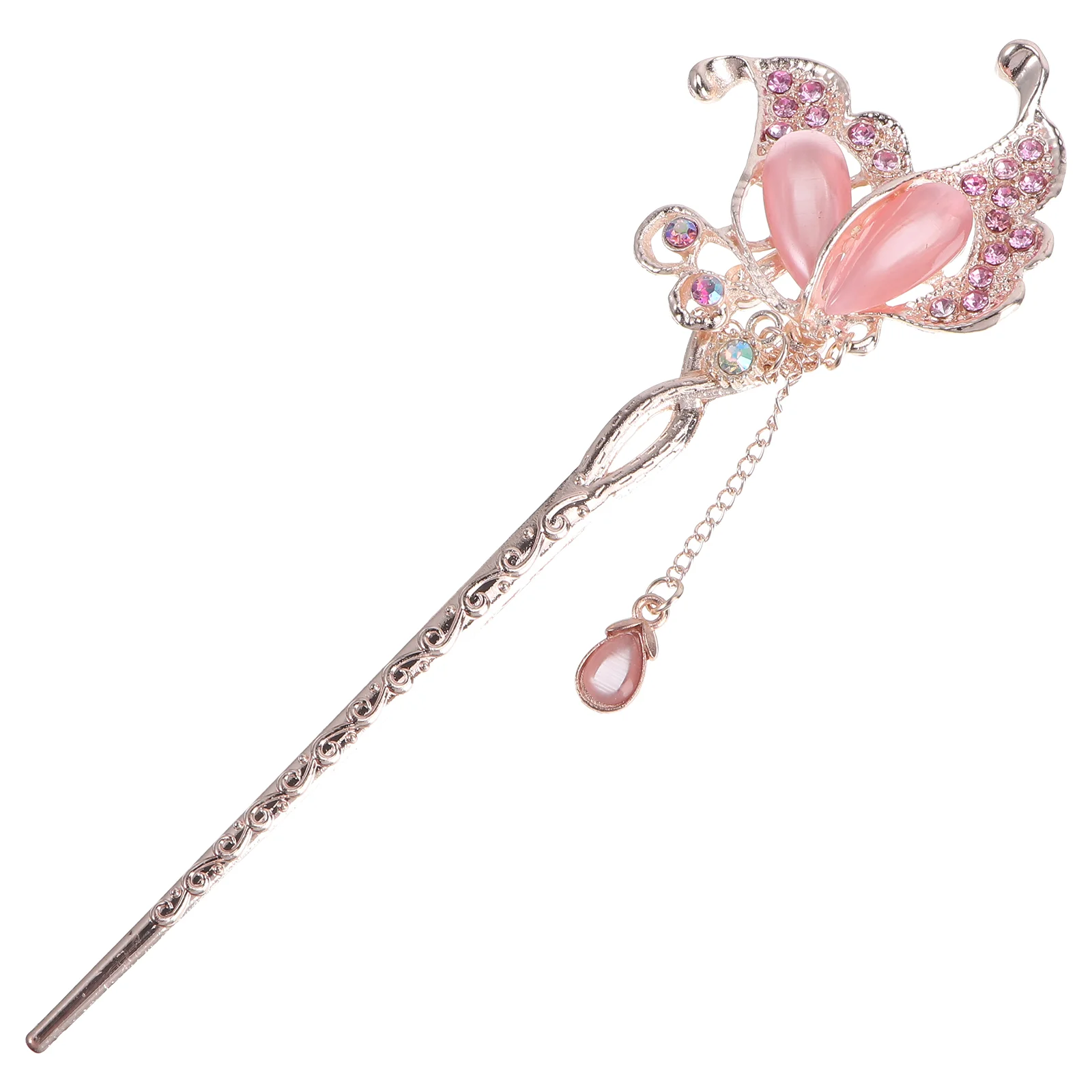 Hair Accessory for Women Japanese Pin Alloy Flower Pattern Hairpin Retro Tassel