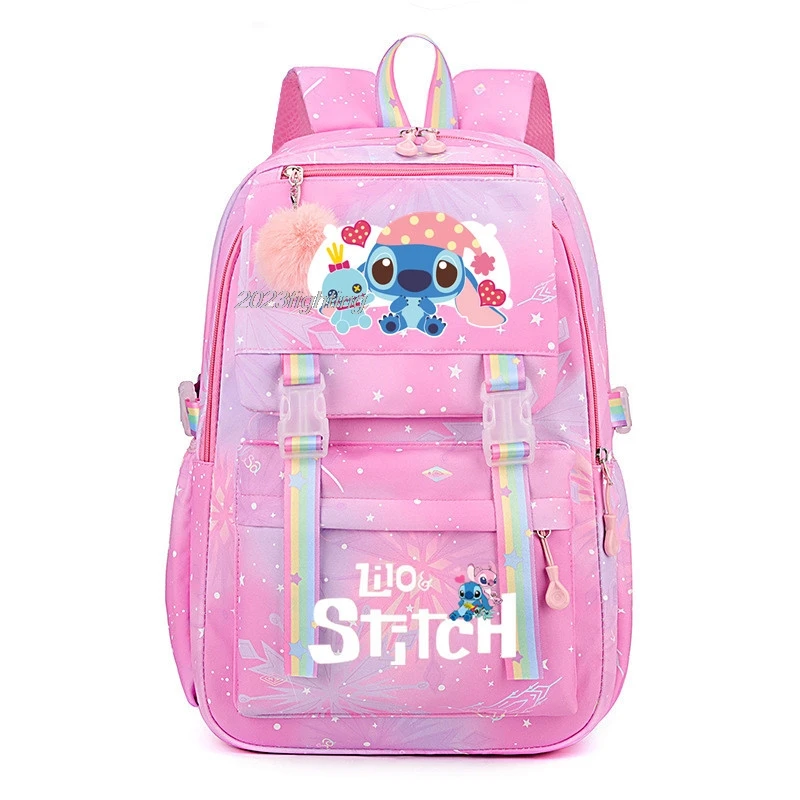 Lilo & Stitch Backpack Cartoon Gradient Ramp Student SchoolBag Large Capacity Women Travel Bag For Teens Girls Gift