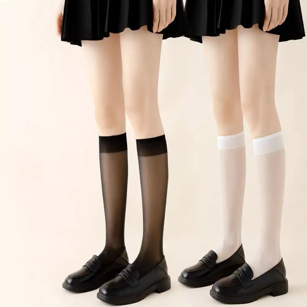 

1 Pair Solid Color Ultra-thin Nylon Stocking Anti-fric Breathable Women Long Socks Sweat-absorbing