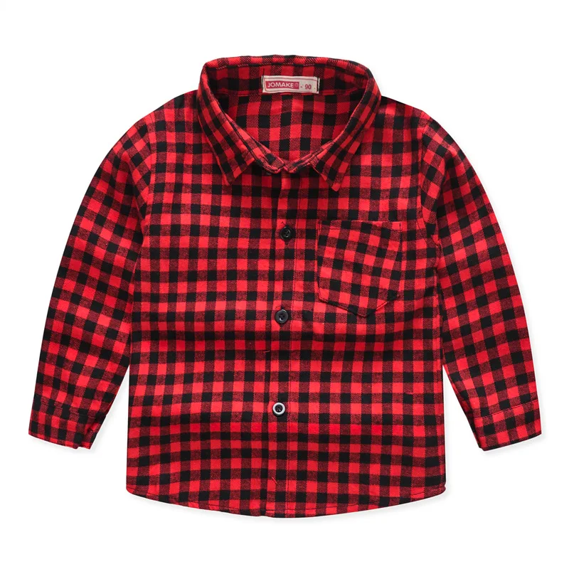 Boys Shirts Classic Casual Plaid Child Shirts Kids School Blouse Red Tops Clothes Kids Children Plaid 2-8 Years Kids Boy Wear