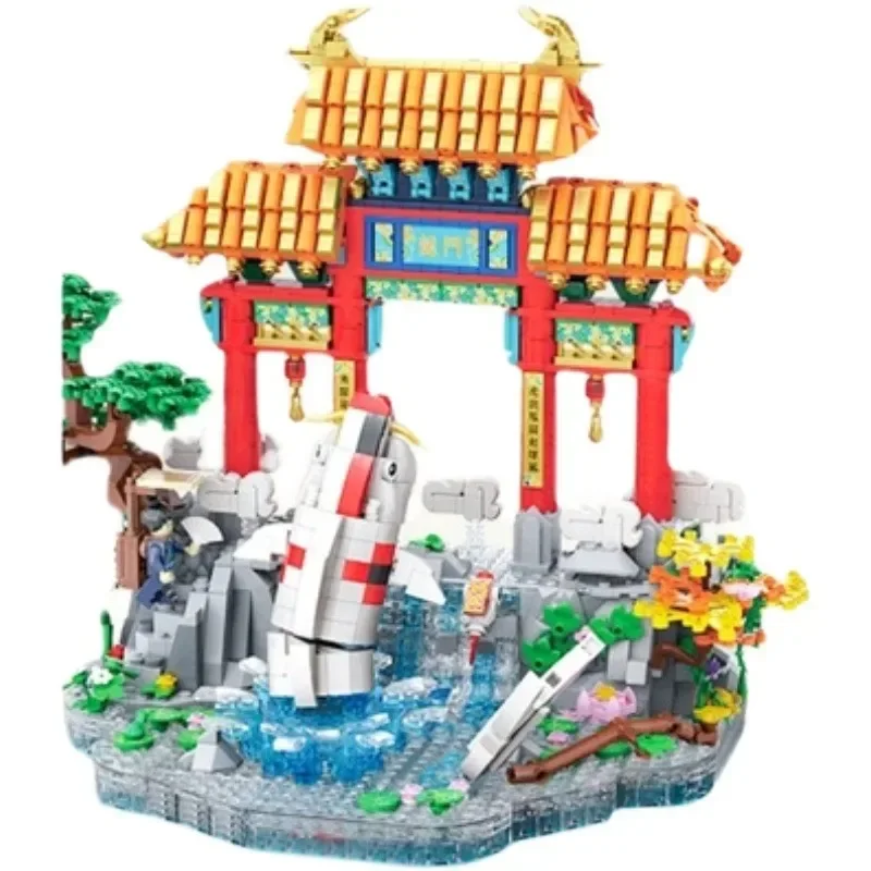 

Carp Leap Longmen, adult, high difficulty, huge, Chinese architecture, assembled building block model, boy