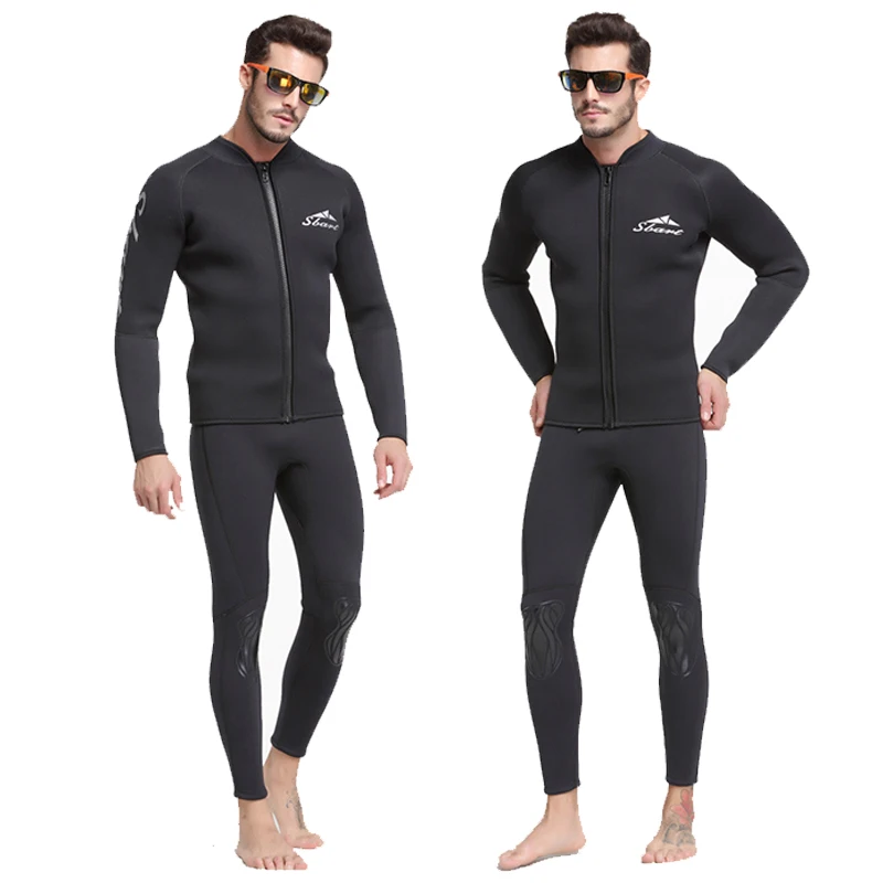 

3mm Neoprene Diving Suit Men Separate Wetsuit Front Zipper Long Sleeve scuba Surf Diving Clothes Quick-drying UV Protection Suit