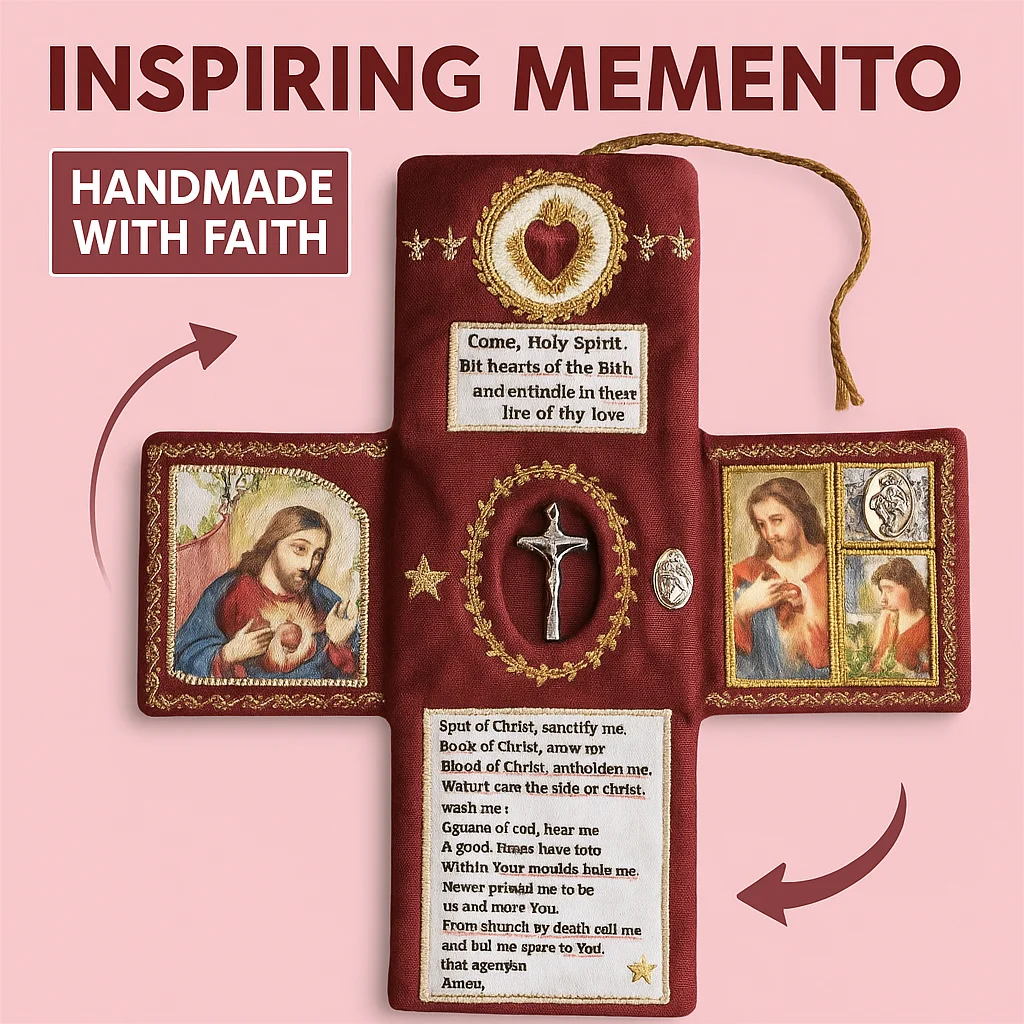 Карман из ткани в форме креста ручной работы, случайный католический молитвенный мешочек с распятием, святым изображением Девы Марии для ежедневного использования веры