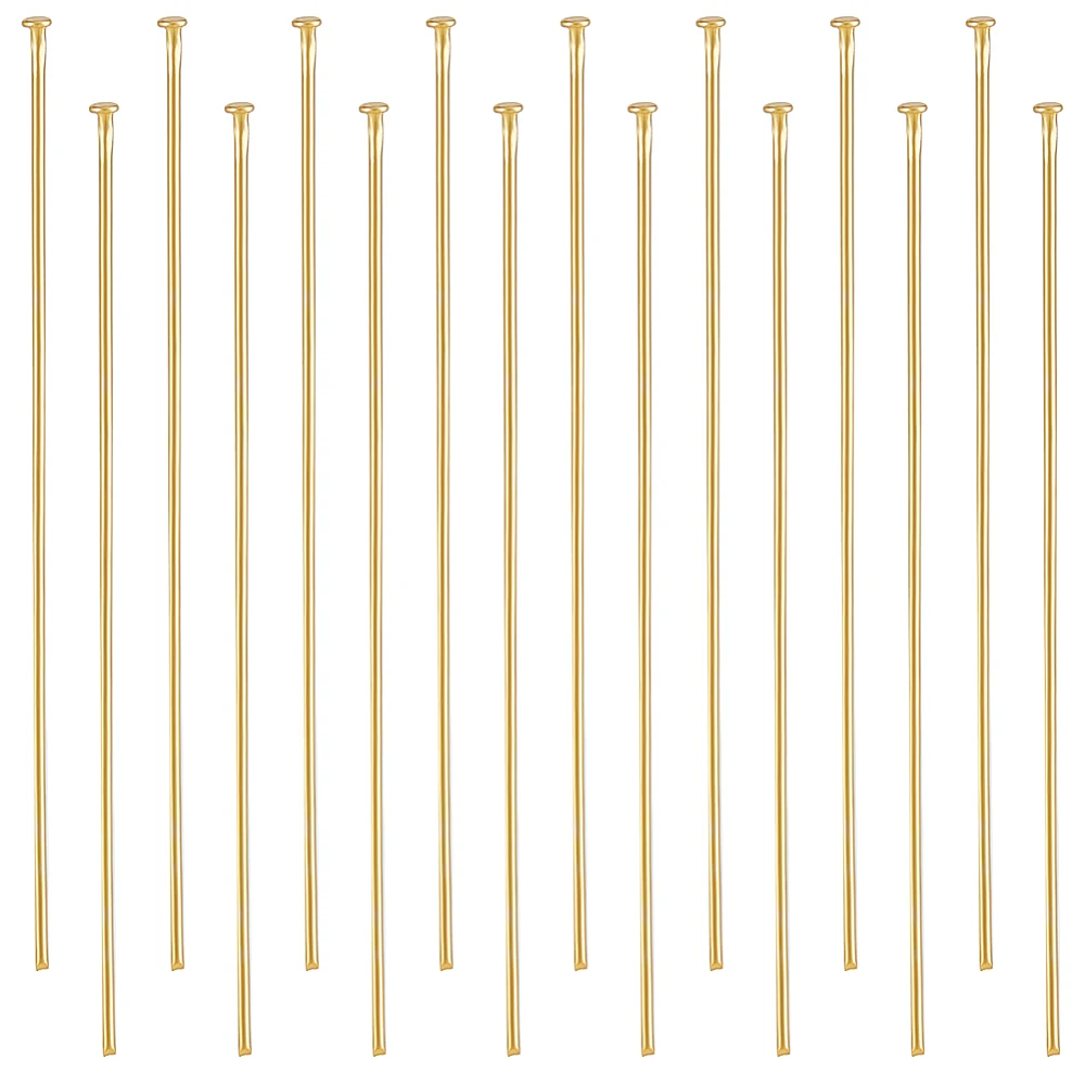

304 Stainless Steel Flat Head Pins for Jewelry Making Real 16K Gold Plated 50x0.7mm 21 Gauge Head: 1.5mm 120pcs/box