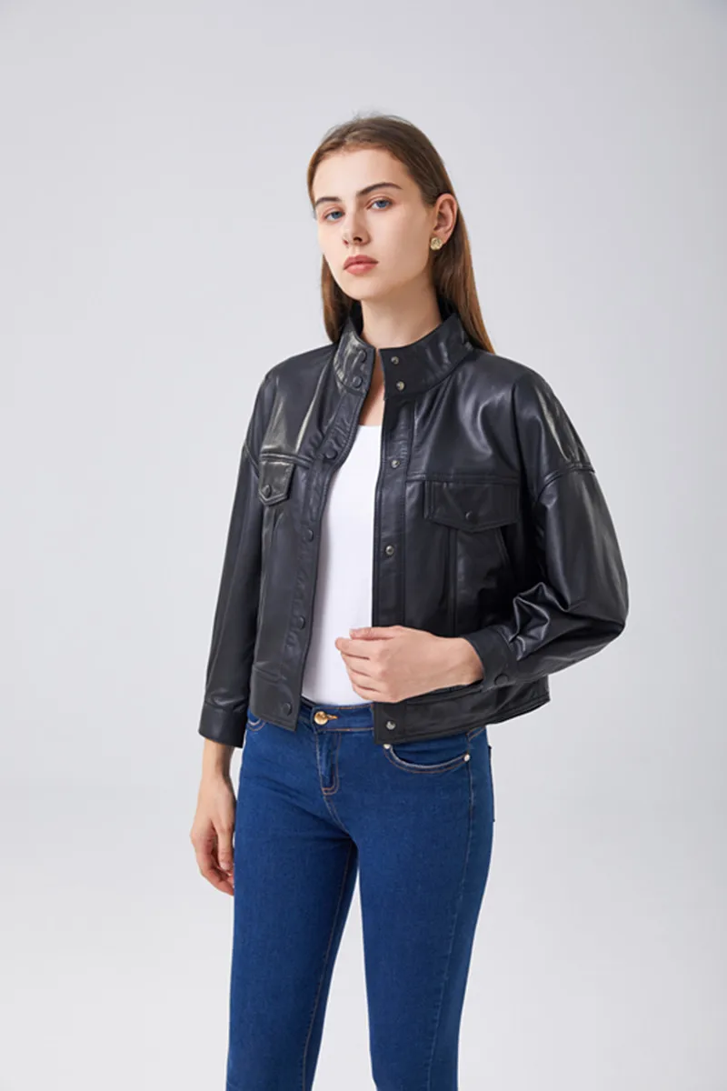 Ayunsue 2023 Echte Schapenvacht Jas Vrouwen Casual Real Leather Jassen Mode Slanke Lederen Uitloper Jaqueta Feminina