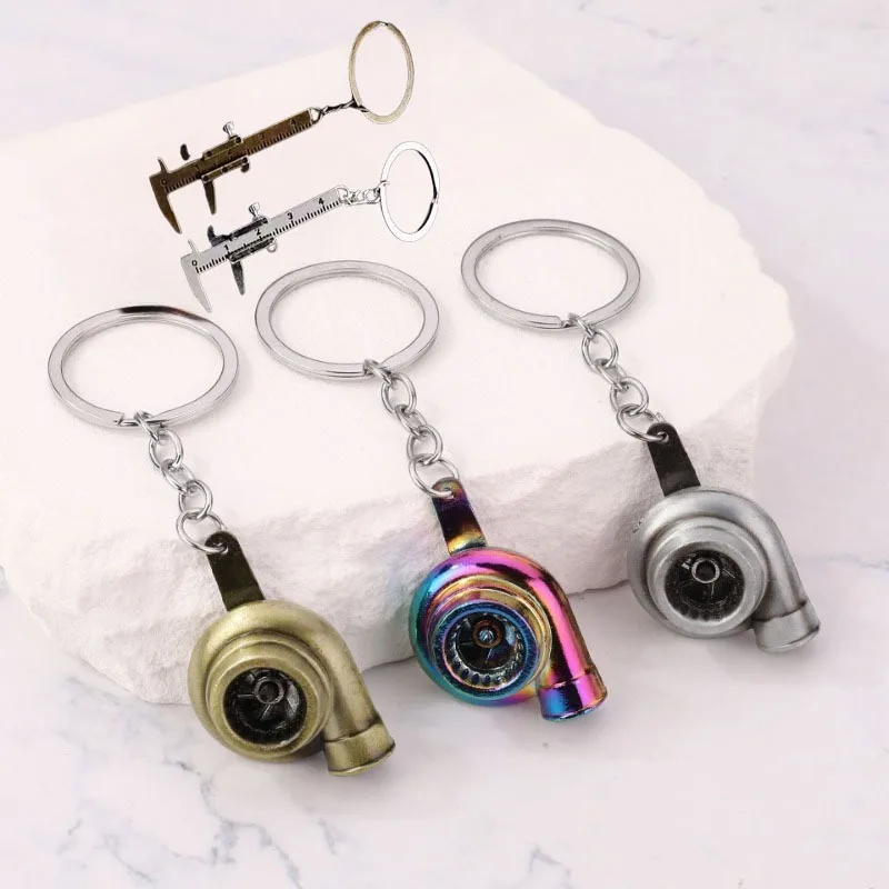 Creative Car Turbo Turbocharger Keychain Metal Automotive Spinning Turbine Keyring Car Interior Accessories Jewelry Gifts New