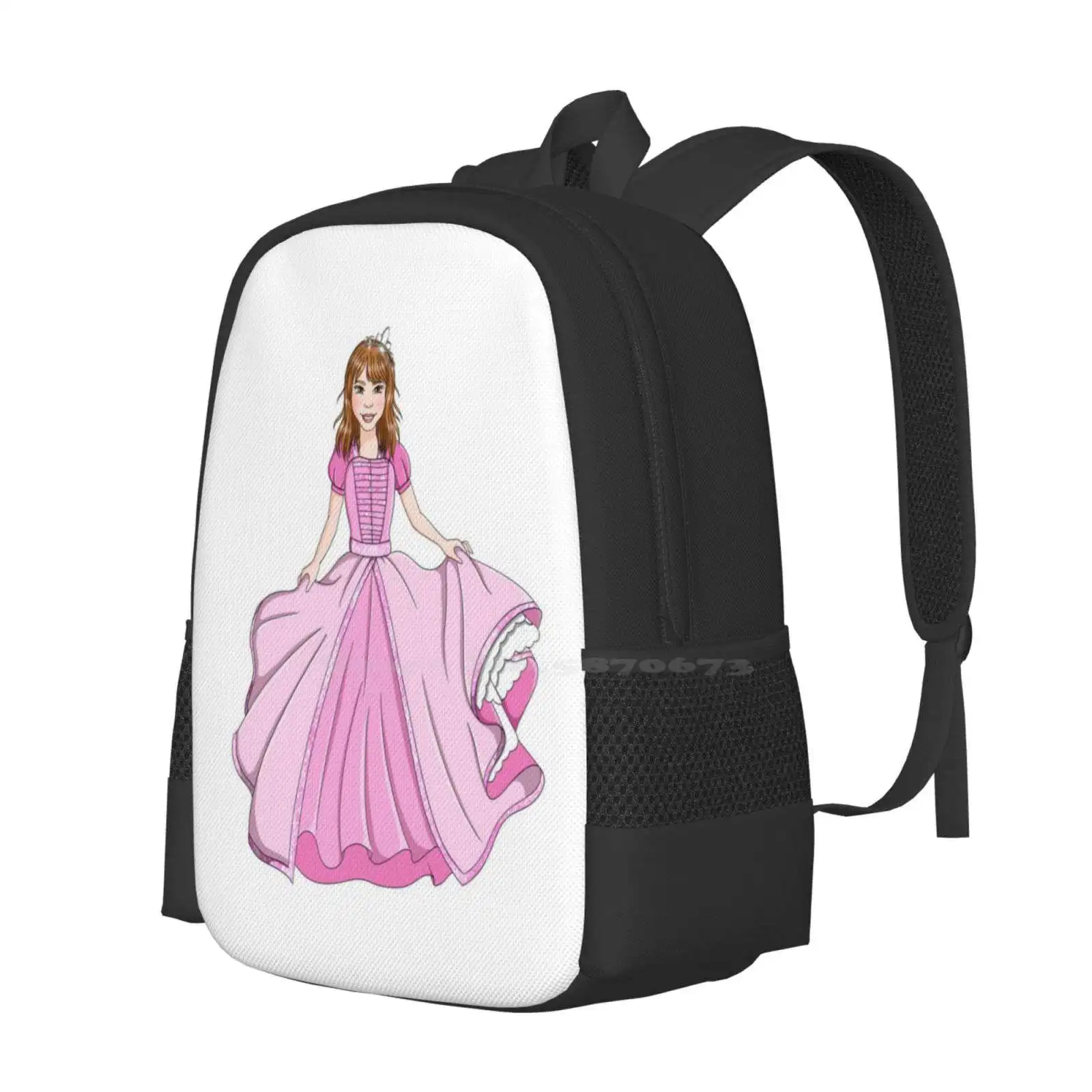 Little Princess Pattern Design Laptop Travel School Bags Princesse Princess Rose Pink Fille Girl Cute Mignon