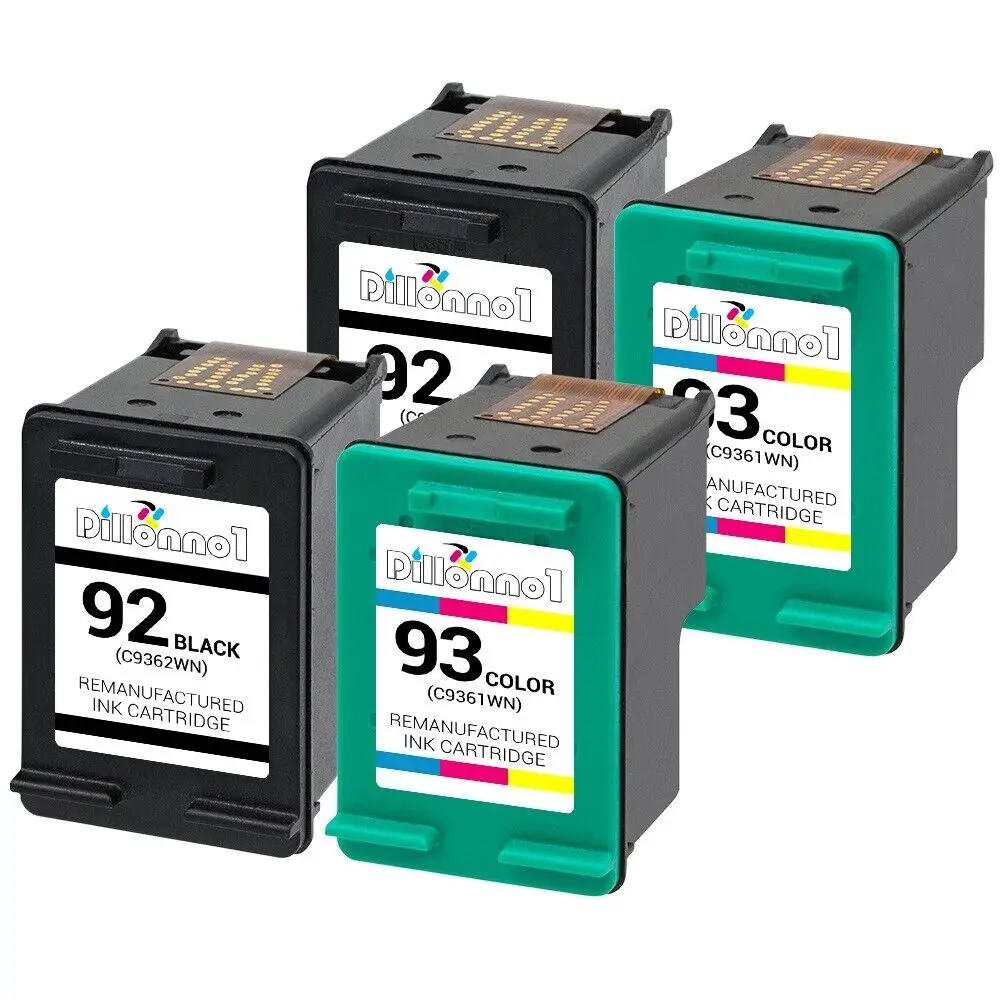 4 PACK For HP 92 93 Black & Color Ink For Photosmart 7850 C3125 C3140 C3150 C317