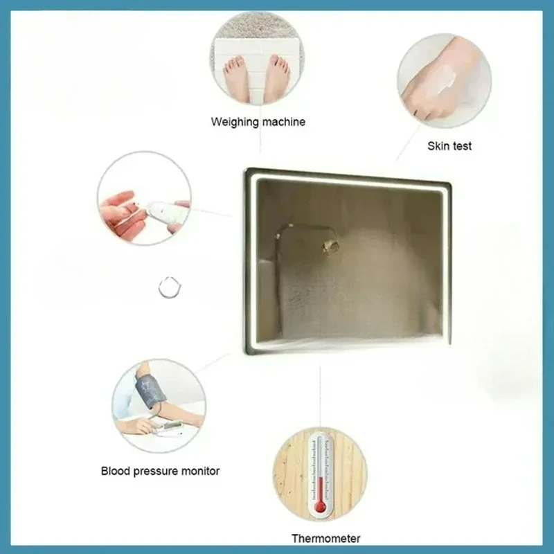 Smart Touch Screen LED Bathroom Mirror Anti-Fog Wall Mount Lighted Household Washroom Makeup Mirror