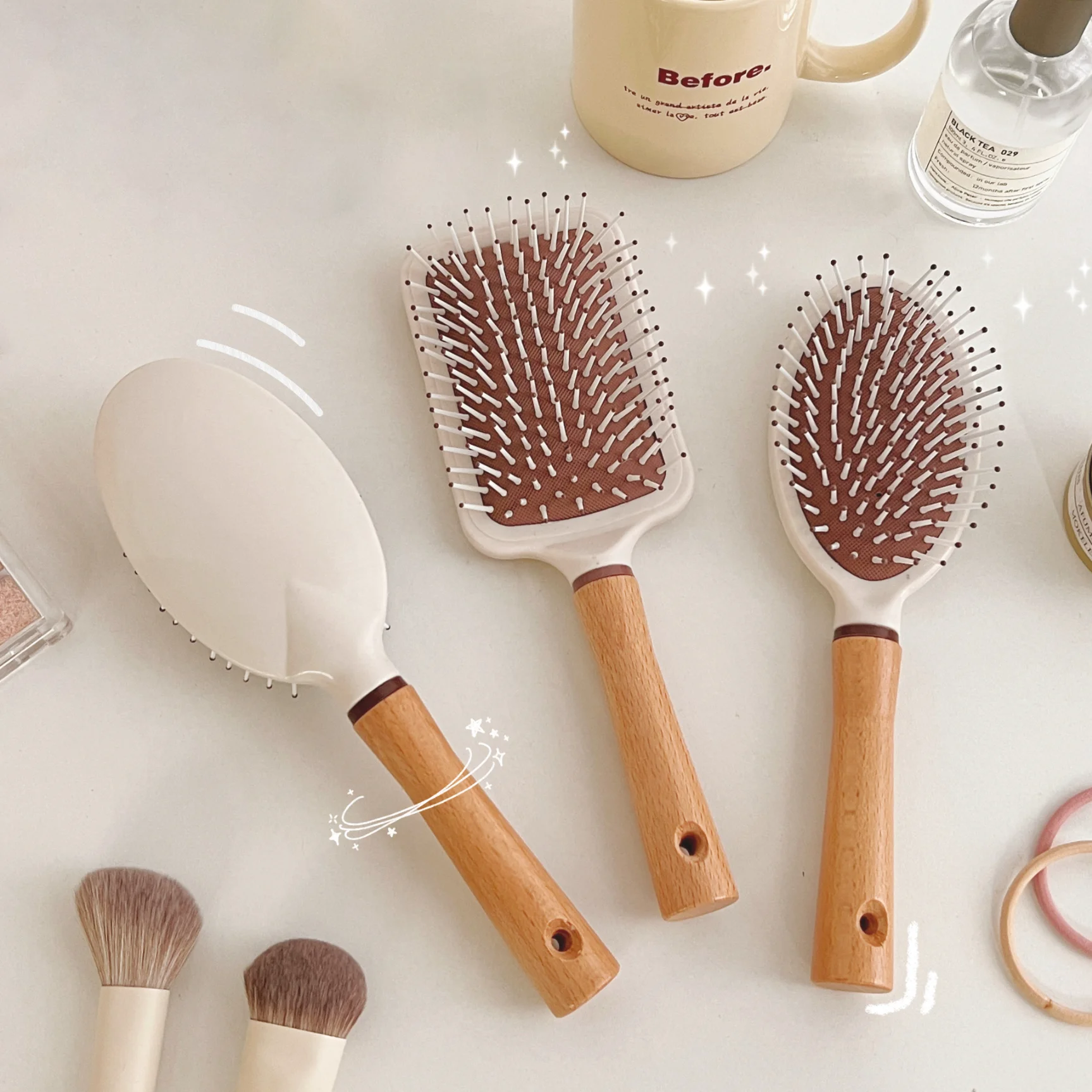 

Wooden Handle Anti-Static Large Board Comb Curly Hair Air Cushion Comb Cute Massage Comb Airbag Comb High Beauty Large Comb