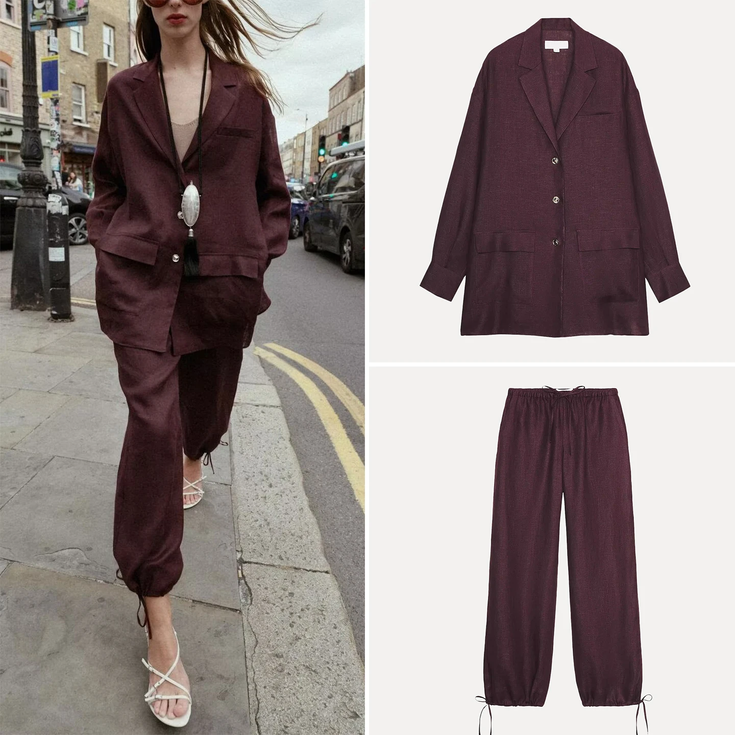 

Z Women's Long Suit Jaet Faion Lantern Pants Two-Piece Set Autumn 2025 European Sle Four Seasons Adult Clothing