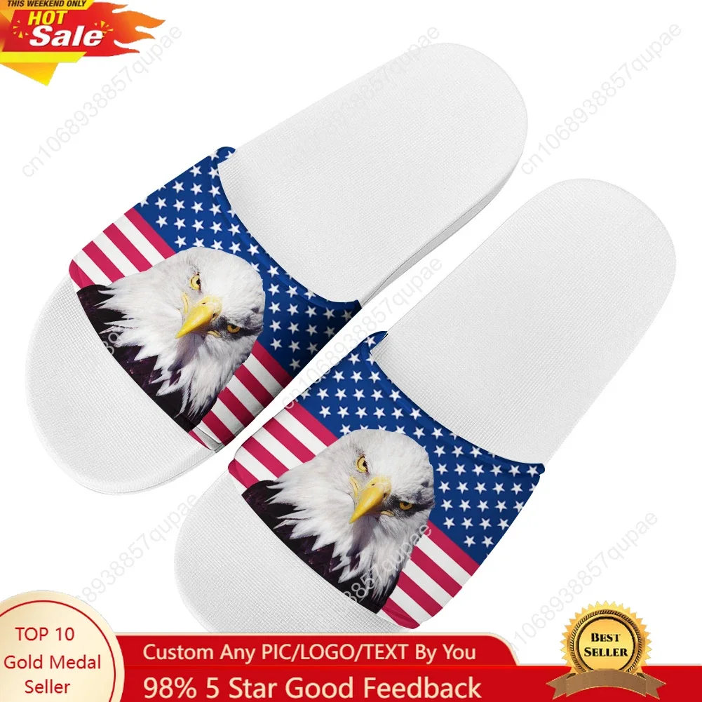 

USA Flag America Red Blue White Slippers Home Water Shoes Women Teenagers Beach Pool Sandals Custom Made Comfort Summer Slipper