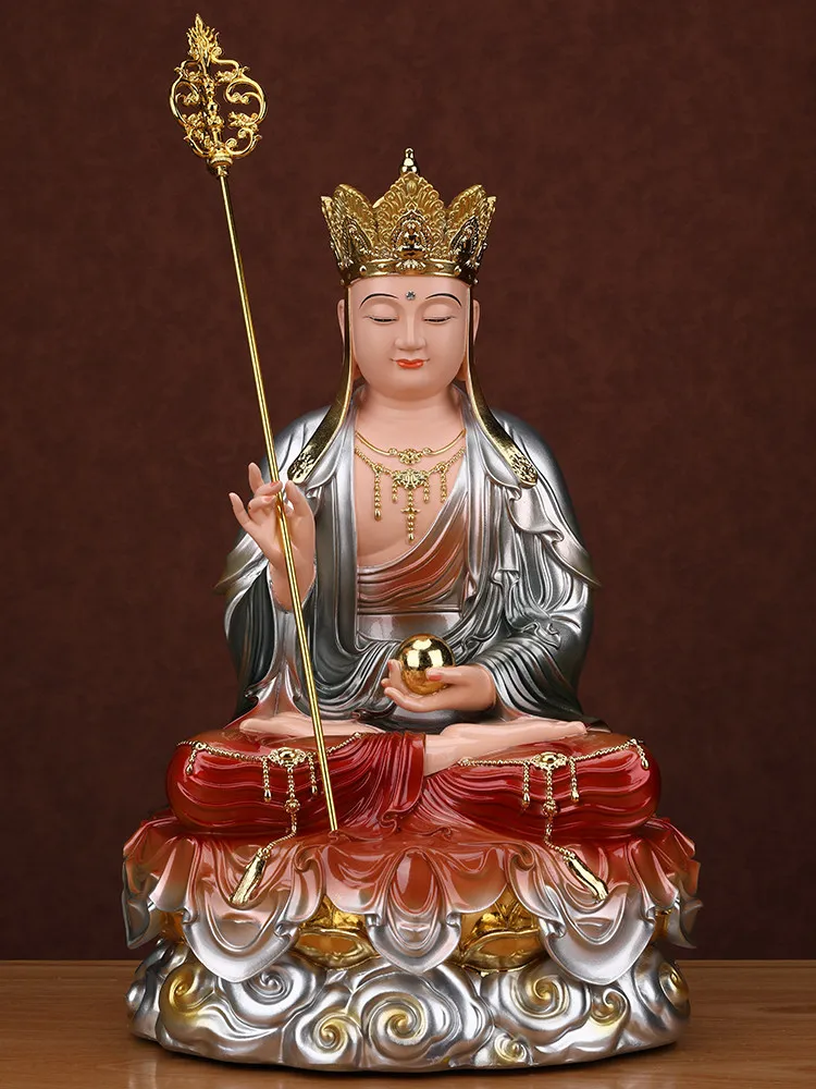 Exquisite resin carvings Buddha statue Ksitigarbha King Bodhisattva home Buddhist halls offering Decoration handicraft