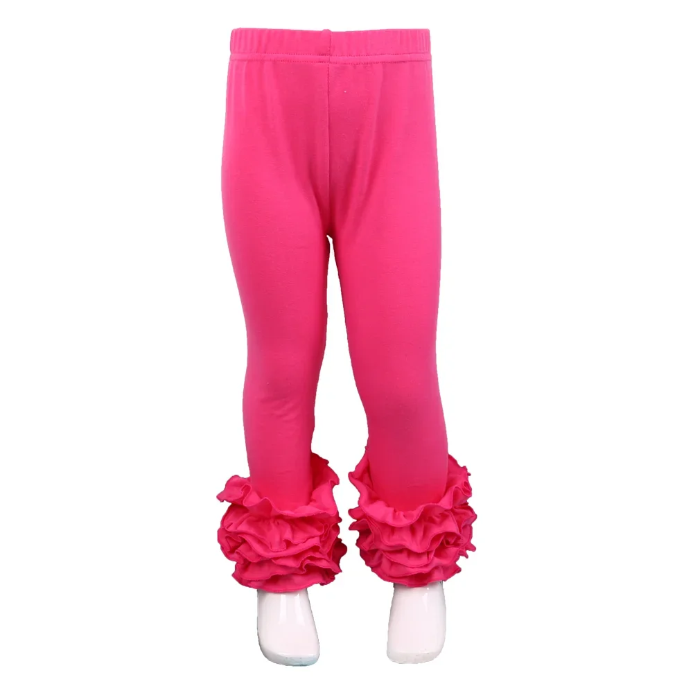 Ruffkids 100 % Baumwolle Kleinkind Kinder Kleidung Sommer Frühling Bleistift Hosen Candy Farbe Hosen Sport Mädchen Icing Rüschen Leggings