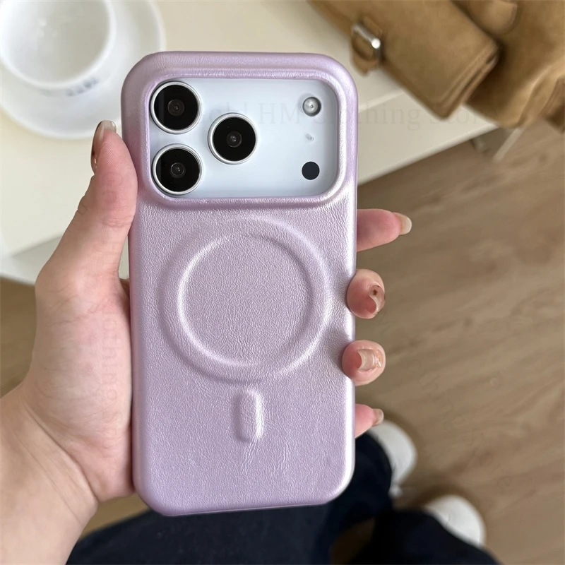 

Wireless Charging Shockproof Leather Case For iPhone 17 Pro Max For Magsafe Protective Back Magnetic Cover For Apple 16 Pro Max