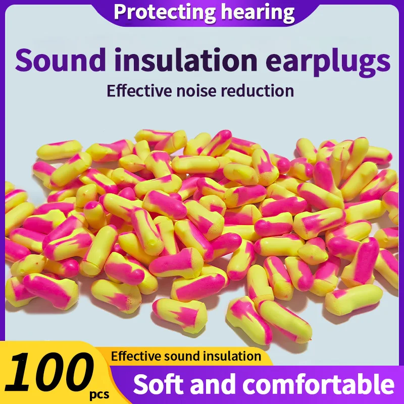 100pcs- 50 pairs Noise-reducing earplugs, sleep soundproofing, noise-blocking earplugs, study factory mechanical noise reduction