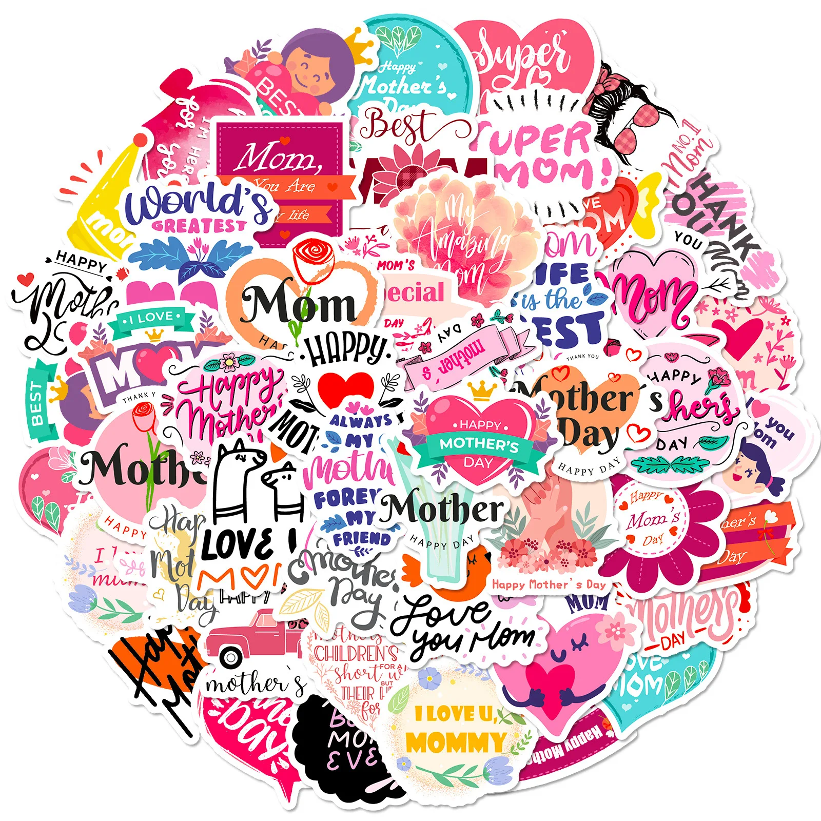 

50Pcs Fresh Love HAPPY MOTHER'S DAY Mother's Day Sticker Sealing Label