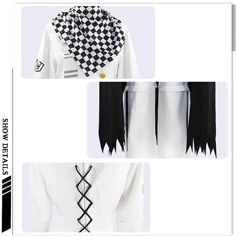 دانغانرونا V3 كوكيشي أوما أزياء تنكرية للرئيس زي وشاح عباءة شعر مستعار بدلة الهالوين ملابس للحفلات كوستيومسا؛ 2 ك، 8؛ ج'