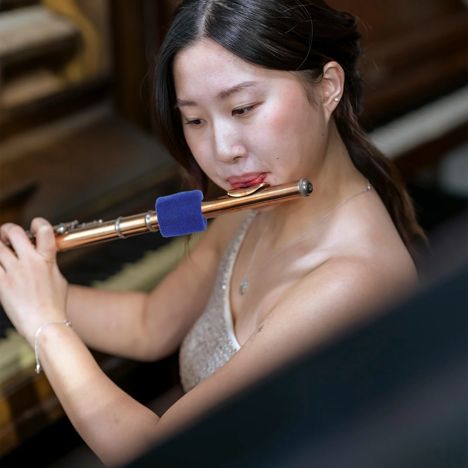 

Electric Blowpipe Waterproof Cover Blue Durable Fit Wind Instruments Flute Clarinet Easy Clean Mouthpiece Sleeve Electronic Wind