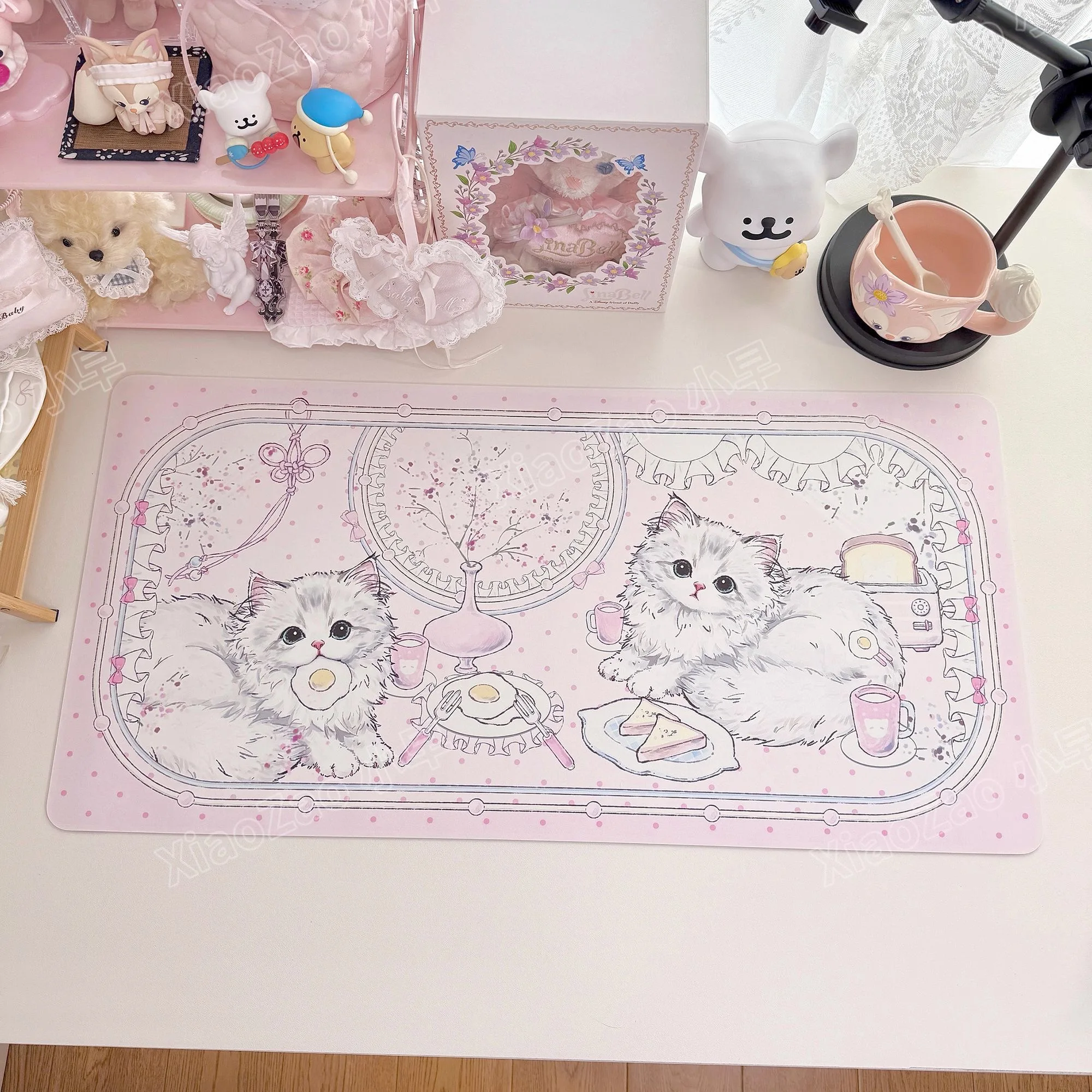 Оригинальный коврик для мыши с омлетом и котенком, водонепроницаемый нескользящий коврик для мыши с милым котенком, кожаный коврик для мыши