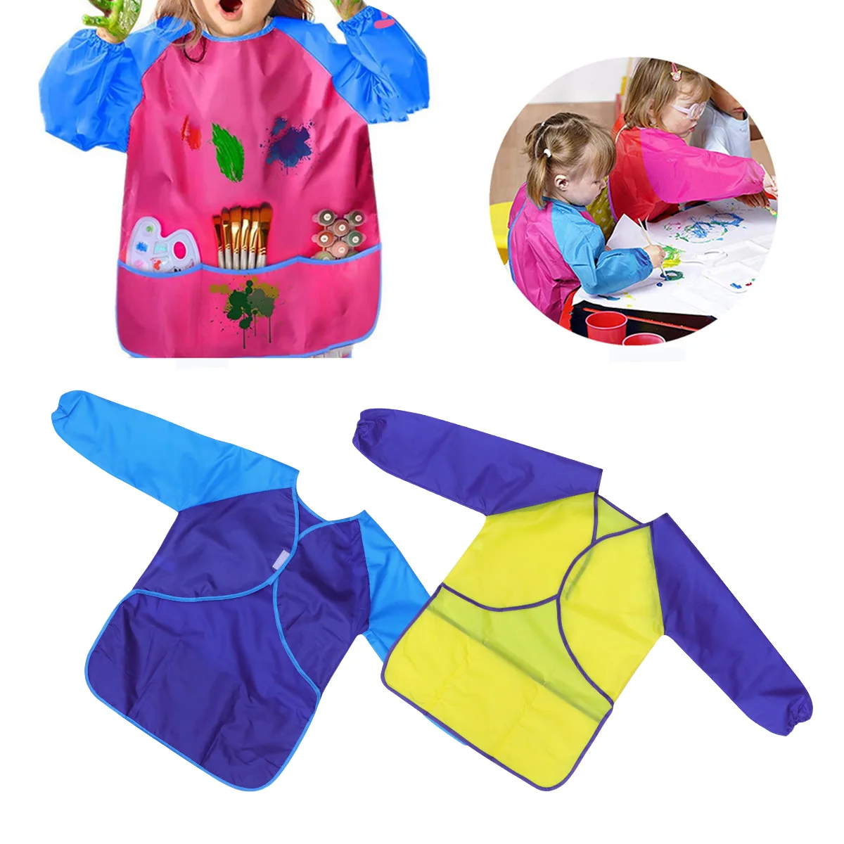 

2 Pcs Painting Apron Art for Kindergarten Drawing Bib Waterproof Artist Class