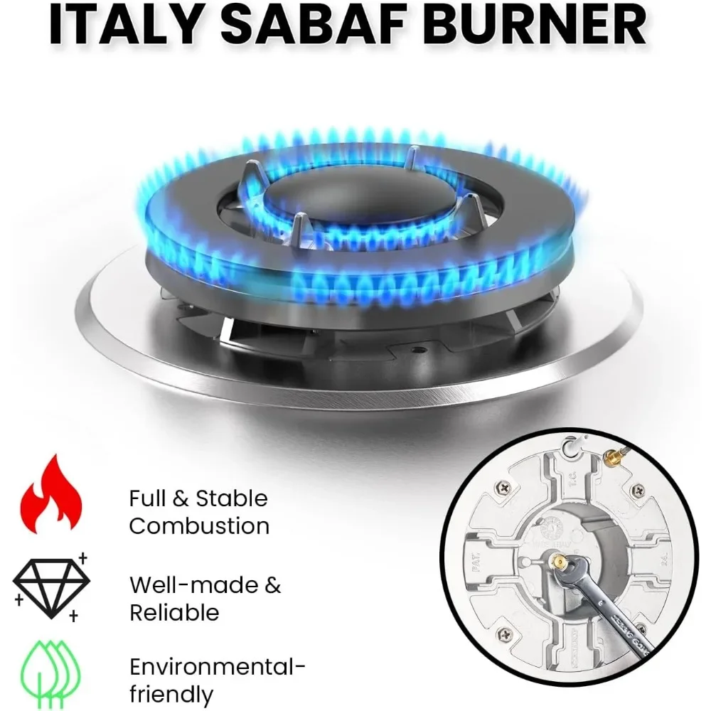 NG/GLP conversível, fogão a gás com queimador de aço inoxidável com proteção de termopar, 120 V AC. (36 polegadas)