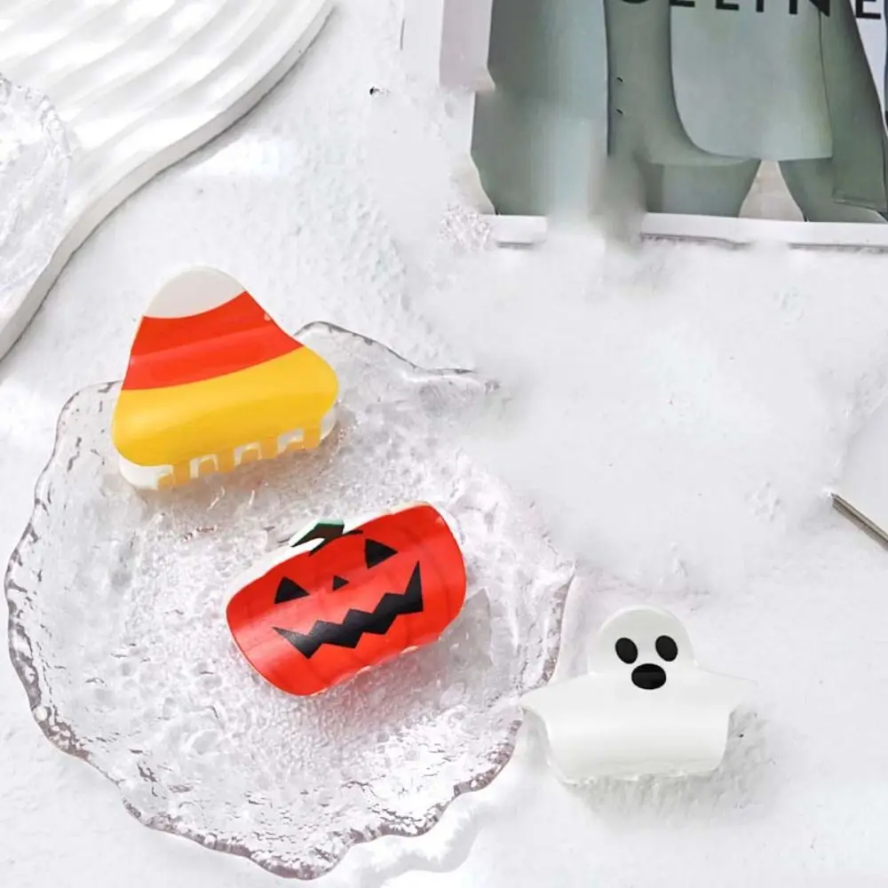 Cute Halloween Pumpkin Hair Claw Acrylic Korean Style Ghost Claw Clip Hair Accessories Shark Clip Pumpkin Crab Clip Holiday