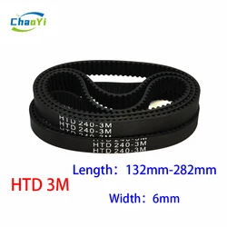 HTD 폐쇄 루프 타이밍 벨트, 동기 벨트, 고무 구동 벨트, 길이 132mm-282mm 폭 6mm, 3M, 144-3M, 225-3M, 255-3M 피치 3mm