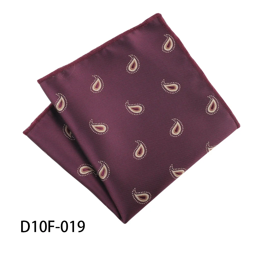 2024 fazzoletto a righe in poliestere da uomo alla moda Paisley Floral Brown Pocket Square sciarpa romantica Hanky Suit Shirt accessori